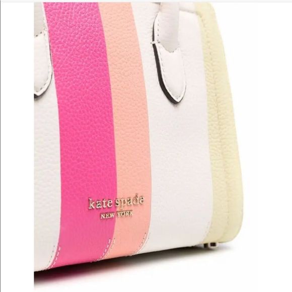 Kate Spade Striped Leather Satchel Crossbody - Picture 7 of 16